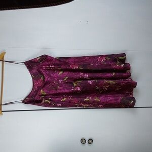 Boutique  Dark Floral Purple Satin Slip Dress Whimsigoth Feminine Sz.XL